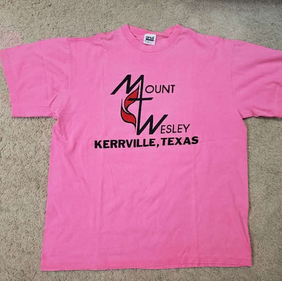 Pink 90s T-shirt Mount Wesley Kerrville Texas XL - Picture 1 of 6